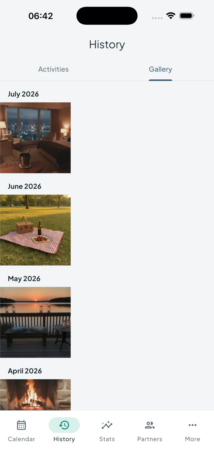 Intimassy private photo gallery organized by month