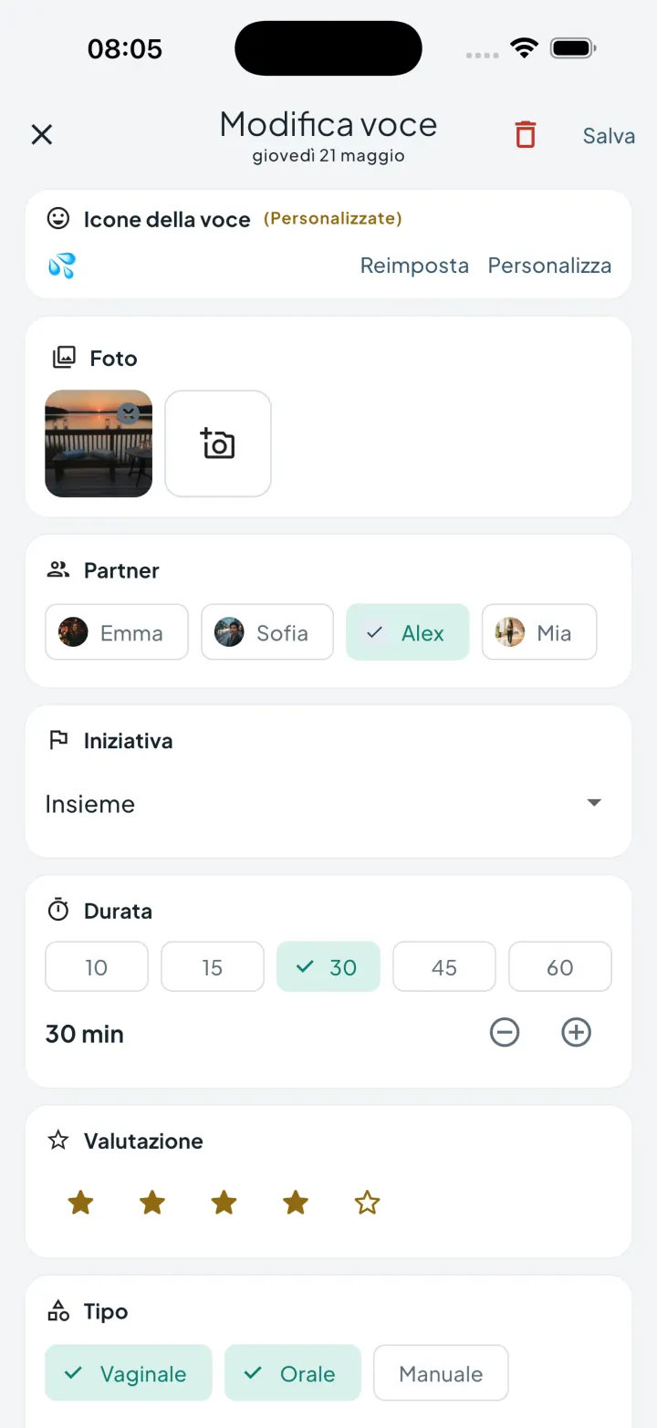 Schermata di inserimento di Intimassy con campi dettagliati