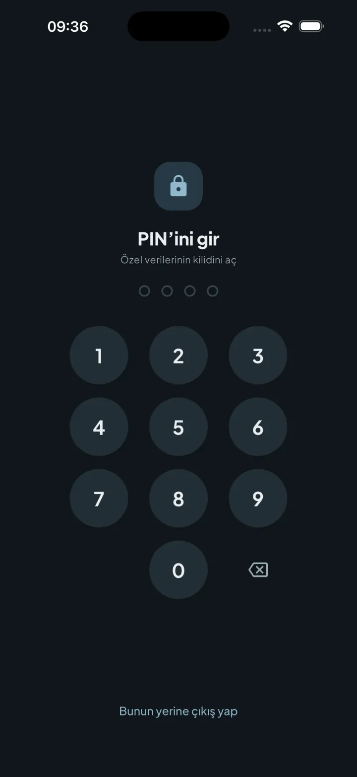 Uygulamayı koruyan Intimassy PIN kilit ekranı